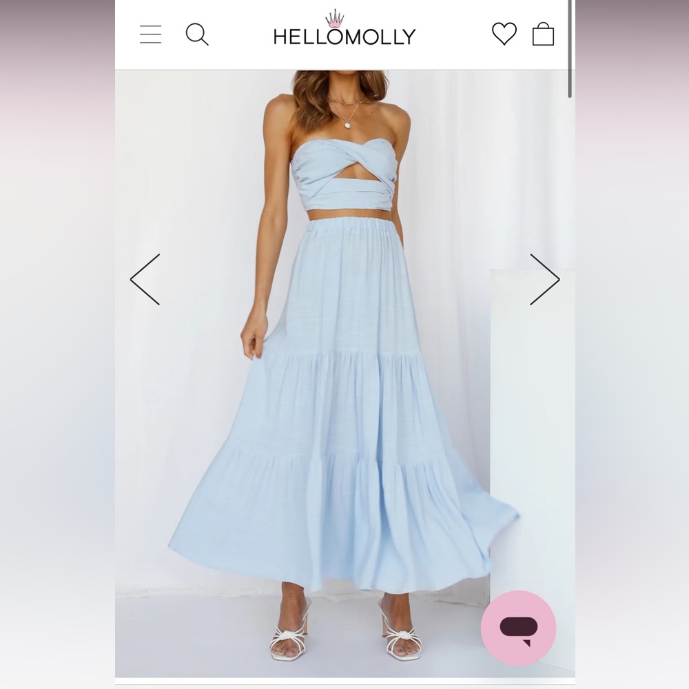 Hello Molly 2 piece long skirt and strapless top set
